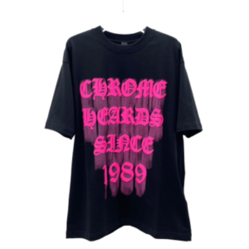 Футболка Chrome Hearts Pink Inscription Logo "Black"