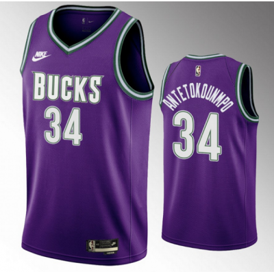 Баскетбольная Джерси Nike Milwaukee Bucks 22-23 №34 Giannis Antetokounmpo "Violet" фото № 2