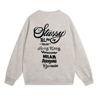 Свитшот Stussy Print List Of Cities "Light Gray" фото № 2