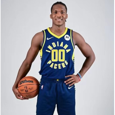 Баскетбольная Джерси Nike Indiana Pacers 22-23 №00 Bennedict Mathurin "Blue/Black" фото № 2