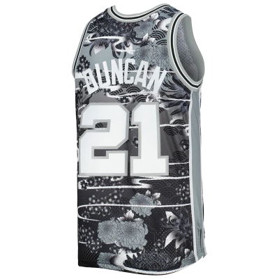 Баскетбольная Джерси NBA San Antonio Spurs №21 Tim Duncan With Print "Black/Gray" фото № 2