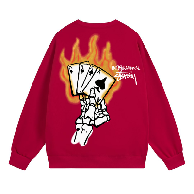 Свитшот Stussy A Hand With Burning Cards "Red" фото № 2