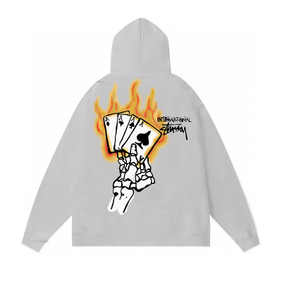 Худи Stussy Burning Playing Cards - Print "Gray" фото № 2
