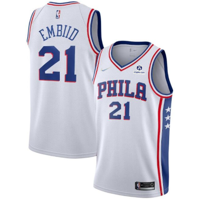 Баскетбольная Джерси Nike Philadelphia 76ers 21-22 №21 Joel Embiid "White" фото № 2