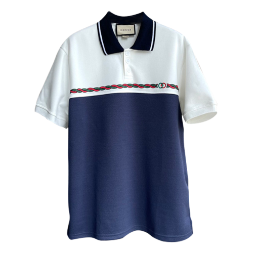 Поло Gucci Plexus With The Brand Sign "White/Blue"