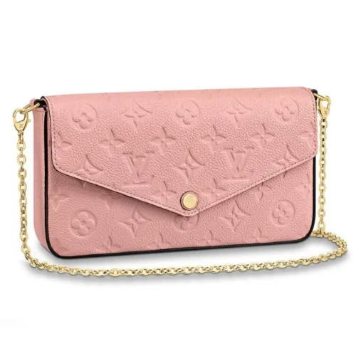 Сумка Louis Vuitton Pochette Felicie M67856 Monogram Empreinte Leather Rose Poudre "Pink"
