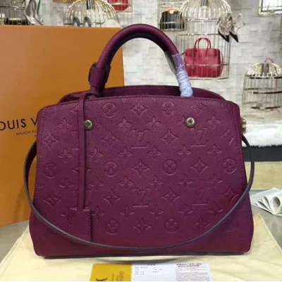 Сумка Louis Vuitton M43258 Montaigne MM Tote Bag Monogram Empreinte Leather "Purple" фото № 2