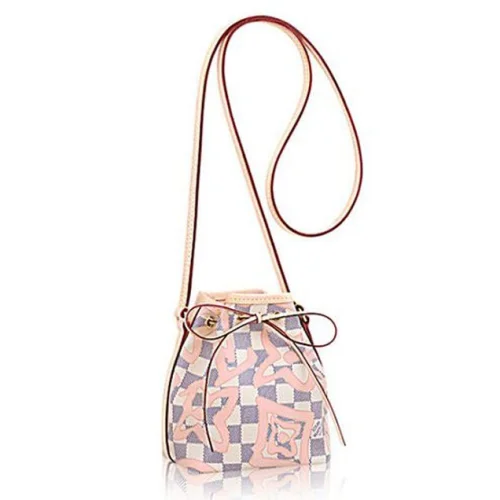 Сумка Louis Vuitton N60052 Nano Noe Shoulder Bag Damier Azur Canvas "White"