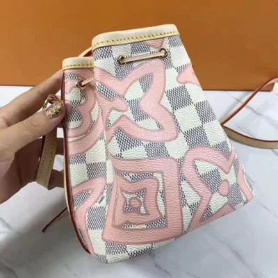 Сумка Louis Vuitton N60052 Nano Noe Shoulder Bag Damier Azur Canvas "White" фото № 4