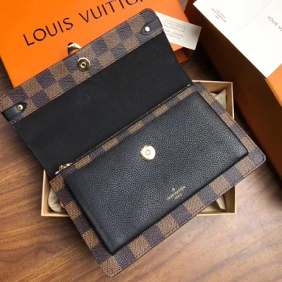Сумка Louis Vuitton Vavin Chain Wallet N60221 Damier Ebene Canvas Black "Brown" фото № 8