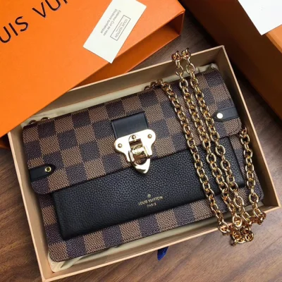 Сумка Louis Vuitton Vavin Chain Wallet N60221 Damier Ebene Canvas Black "Brown" фото № 2