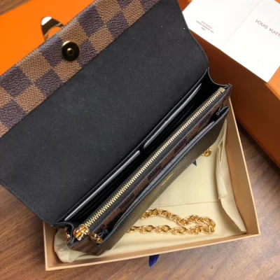 Сумка Louis Vuitton Vavin Chain Wallet N60221 Damier Ebene Canvas Black "Brown" фото № 9
