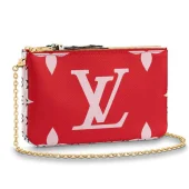Клатч Louis Vuitton Pochette Double Zip M67561 Monogram Coated Canvas Pink "Red"