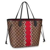 Сумка Louis Vuitton N40047 Neverfull MM Damier Ebene Canvas Rubis Red "Brown"