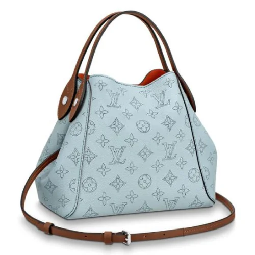 Сумка Louis Vuitton Hina PM M52975 Mahina Leather Bleu Horizon Pumpkin "Blue"
