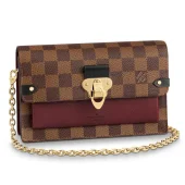 Сумка Louis Vuitton Vavin Chain Wallet N60222 Damier Ebene Canvas Bordeaux Red "Brown"