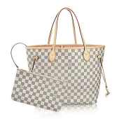 Сумка Louis Vuitton N41605 Neverfull MM Shoulder Bag Damier Azur Canvas "White"
