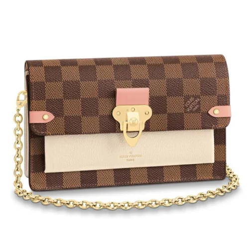 Сумка Louis Vuitton Vavin Chain Wallet N60237 Damier Ebene Canvas Creme Beige "Brown"