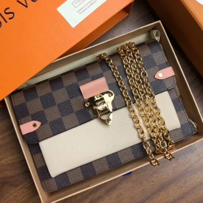 Сумка Louis Vuitton Vavin Chain Wallet N60237 Damier Ebene Canvas Creme Beige "Brown" фото № 2