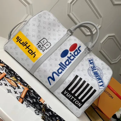 Сумка Louis Vuitton Keepall Bandouliere 50 M44643 Monogram Canvas "White" фото № 2