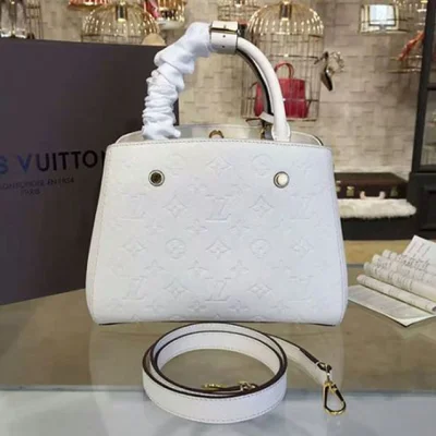 Сумка Louis Vuitton M50880 Montaigne BB Tote Bag Monogram Empreinte Leather "White" фото № 4