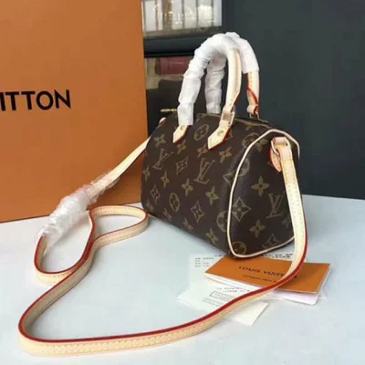 Сумка Louis Vuitton M61252 Nano Speedy Crossbody Bag Monogram Canvas "Brown" фото № 3