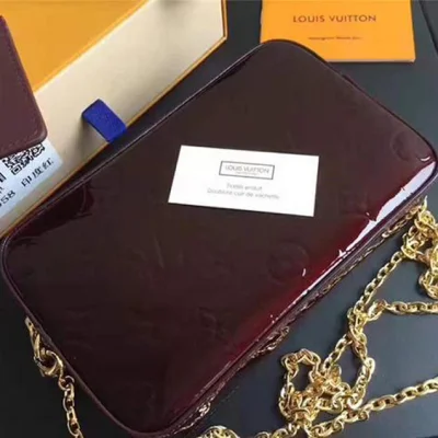 Сумка Louis Vuitton M64057 Camera Pouch Crossbody Bag Monogram Vernis "Chocolate" фото № 3