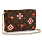 Клатч Louis Vuitton Pochette Double Zip M63905 Monogram Canvas Rose Ballerine Pink "Brown"