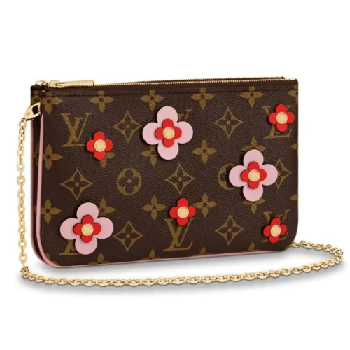 Клатч Louis Vuitton Pochette Double Zip M63905 Monogram Canvas Rose Ballerine Pink "Brown"