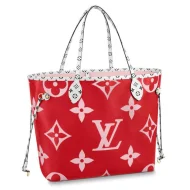Сумка Louis Vuitton Neverfull MM M44567 Monogram Coated Canvas Pink "Red"