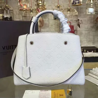 Сумка Louis Vuitton M41698 Montaigne MM Tote Bag Monogram Empreinte Leather "White" фото № 2