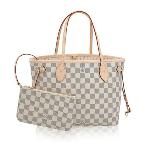 Сумка Louis Vuitton N41362 Neverfull PM Shoulder Bag Damier Azur Canvas "White"