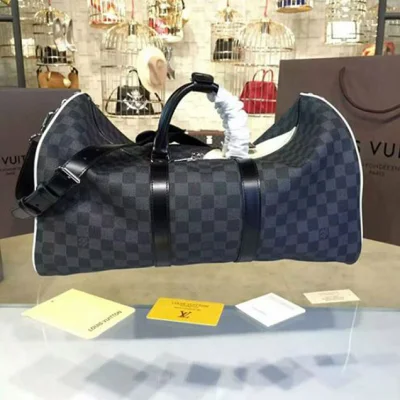 Сумка Louis Vuitton N41617 Keepall Bandouliere 45 Duffel Bag Damier Cobalt Canvas "Navy Blue" фото № 3
