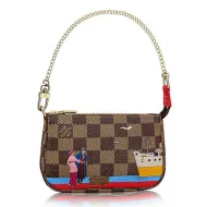 Сумка Louis Vuitton N41667 Mini Pochette Accessoires Damier Ebene Canvas "Brown"