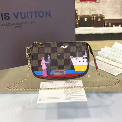 Сумка Louis Vuitton N41667 Mini Pochette Accessoires Damier Ebene Canvas "Brown" фото № 2