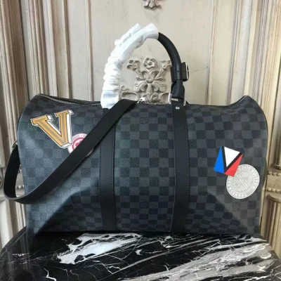 Сумка Louis Vuitton Keepall 45 Bandouliere N41057 Damier Graphite Stickers "Graphite" фото № 4