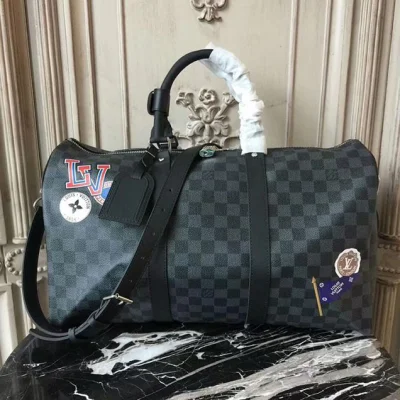 Сумка Louis Vuitton Keepall 45 Bandouliere N41057 Damier Graphite Stickers "Graphite" фото № 2
