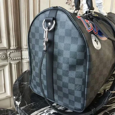 Сумка Louis Vuitton Keepall 45 Bandouliere N41057 Damier Graphite Stickers "Graphite" фото № 9