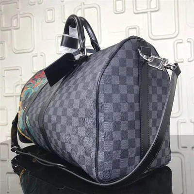 Сумка Louis Vuitton Damier Cobalt Canvas Keepall Bandouliere 45 N50002 "Navy Blue" фото № 3