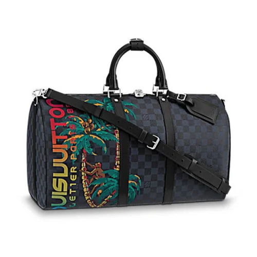 Сумка Louis Vuitton Damier Cobalt Canvas Keepall Bandouliere 45 N50002 "Navy Blue"