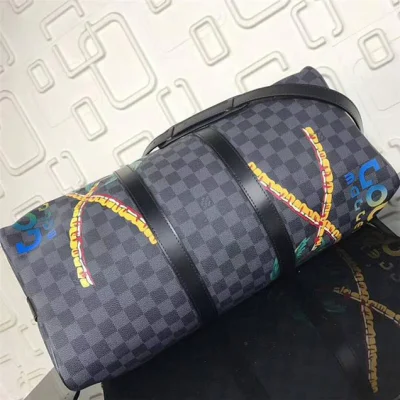 Сумка Louis Vuitton Damier Cobalt Canvas Keepall Bandouliere 45 N50002 "Navy Blue" фото № 5