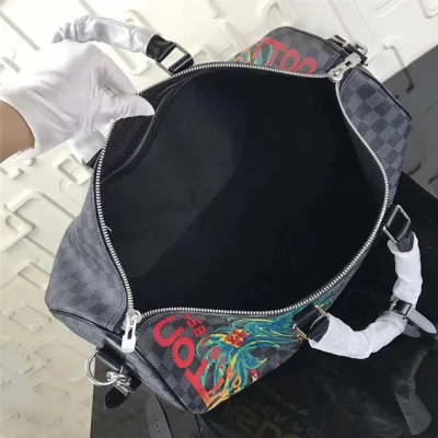 Сумка Louis Vuitton Damier Cobalt Canvas Keepall Bandouliere 45 N50002 "Navy Blue" фото № 7