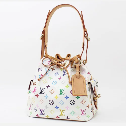 Сумка Louis Vuitton Petit Noe M42229 Monogram Multicolore Blanc "White"