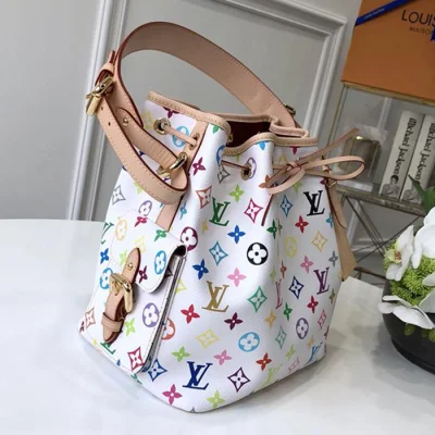 Сумка Louis Vuitton Petit Noe M42229 Monogram Multicolore Blanc "White" фото № 3
