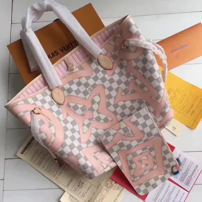 Сумка Louis Vuitton N41050 Neverfull MM Shoulder Bag Damier Azur Canvas "White" фото № 3