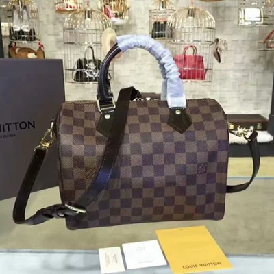 Сумка Louis Vuitton N41368 Speedy Bandouliere 25 Tote Bag Damier Ebene Canvas "Brown" фото № 2