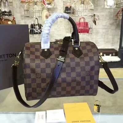 Сумка Louis Vuitton N41368 Speedy Bandouliere 25 Tote Bag Damier Ebene Canvas "Brown" фото № 4