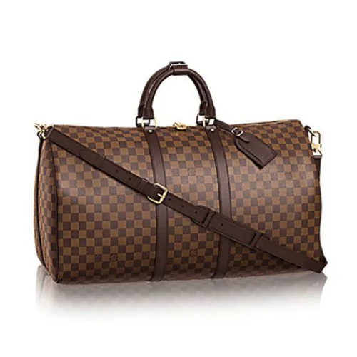 Сумка Louis Vuitton N41414 Keepall Bandouliere 55 Duffel Bag Damier Ebene Canvas "Brown"
