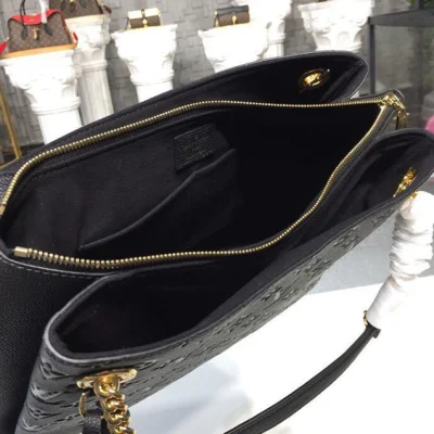 Сумка Louis Vuitton Surene MM Chain Tote Handbag Monogram Empreinte Canvas Fall Winter 2018 Collection M43758 Noir "Black" фото № 6