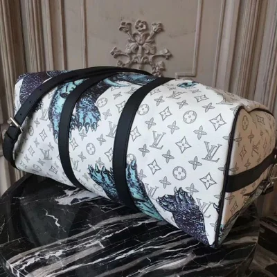 Сумка Louis Vuitton M54130 Keepall 45 Bandouliere Duffel Bag Monogram Canvas "White" фото № 5